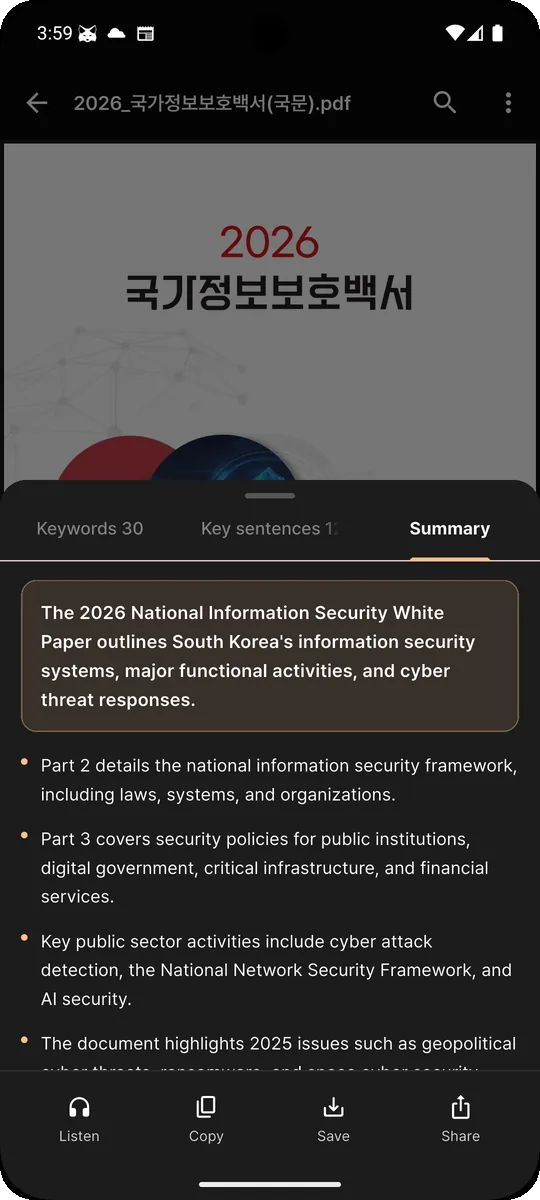 AI-generated summary with bullet points